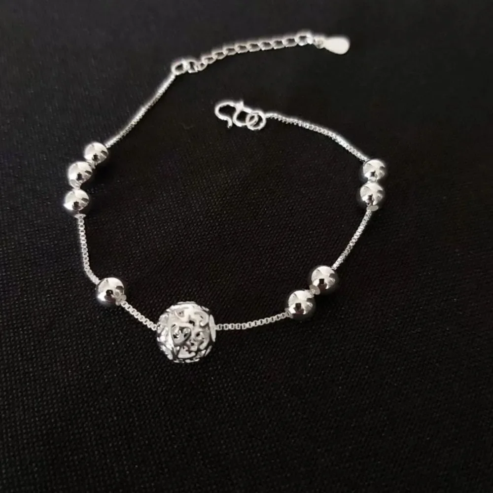 Hollow Heart Ball Pendant Bracelet
